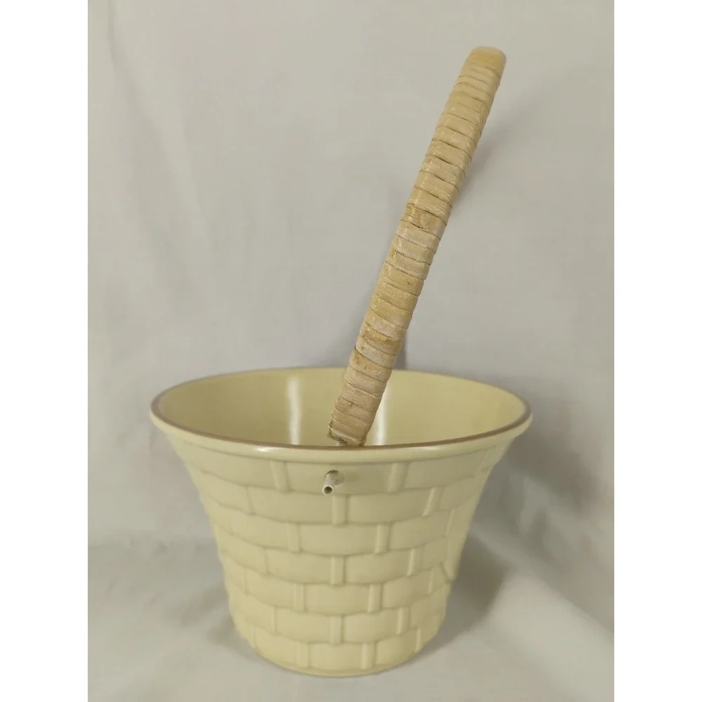 Vtg Pfaltzgraff Village Basket w/Handle Flower Pot Storage Decor USA made‎